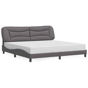 vidaXL Estrutura de cama sem colch&atilde;o Hvar 200x200cm couro artificial cinzento