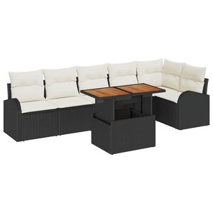 vidaXL Conjunto de Sof&aacute; de Jardim 7 unid. Preto e Creme