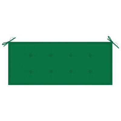vidaXL Banco de jardim c/ almofadão verde 120 cm teca maciça