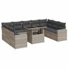 vidaXL 10 pcs conj. sof&aacute;s jardim com almofad&otilde;es vime PE cinzento-claro