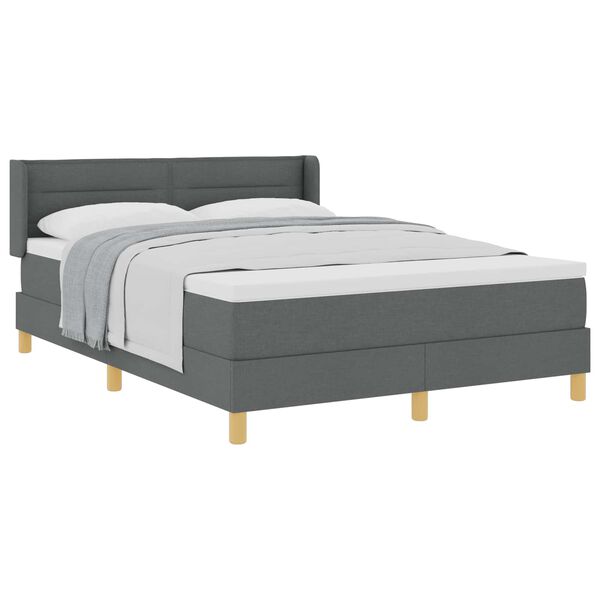 vidaXL Cama Box com colch&atilde;o Cinza Escuro 200 x 160 cm Poli&eacute;ster