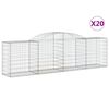 vidaXL Cestos gabião arqueados 20pcs 300x50x80/100cm ferro galvanizado