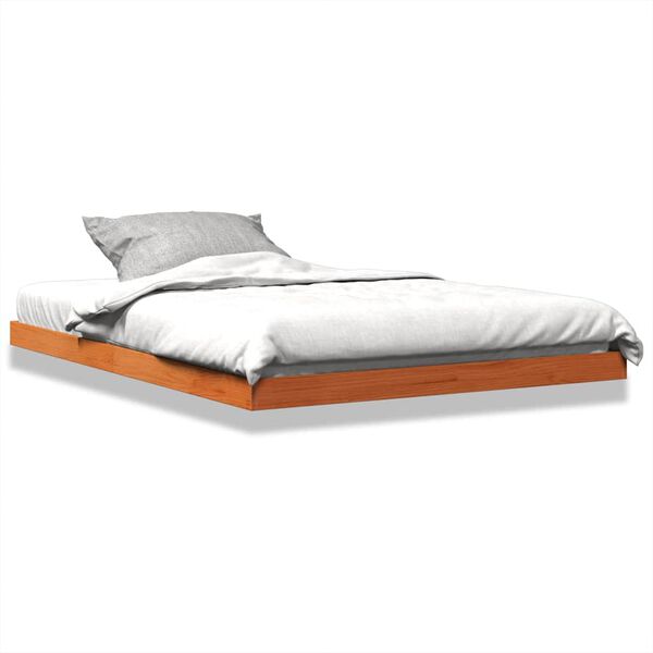 vidaXL Estrutura de cama 140x190 cm madeira pinho maci&ccedil;a castanho cera