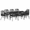 vidaXL Conjunto de Jantar para Jardim 9 unid. Preto vime PE