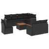 vidaXL 9 pcs conjunto de sof&aacute;s p/ jardim c/ almofad&otilde;es vime PE preto