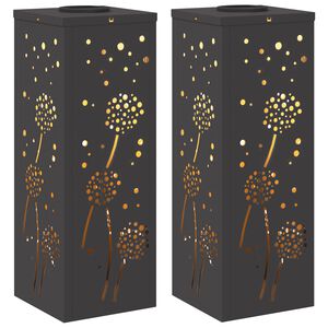 vidaXL Luz Solar LED de Caminho 2 pcs Preto A&ccedil;o Laminado a Frio