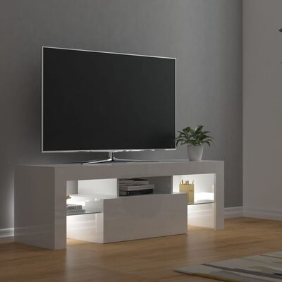 vidaXL Móvel de TV com luzes LED 120x35x40 cm branco brilhante