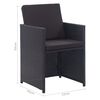 vidaXL 17 pcs conjunto jantar exterior com almofad&otilde;es vime PE preto