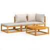 vidaXL 4 pcs conj. lounge de jardim madeira c/ almofad&otilde;es cinza-claro