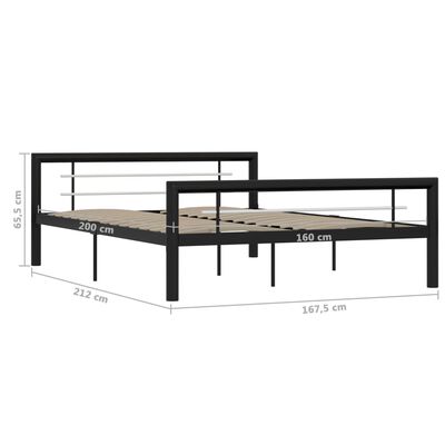 vidaXL Estrutura de cama 160x200 cm metal preto e branco