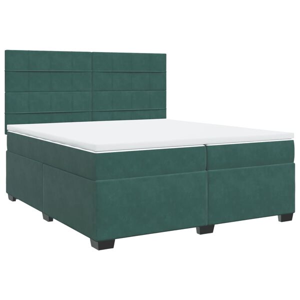 vidaXL Cama com molas/colch&atilde;o 200x200 cm veludo verde-escuro