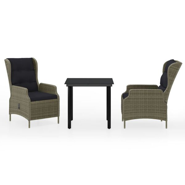 vidaXL 3 pcs conjunto de jantar para jardim castanho