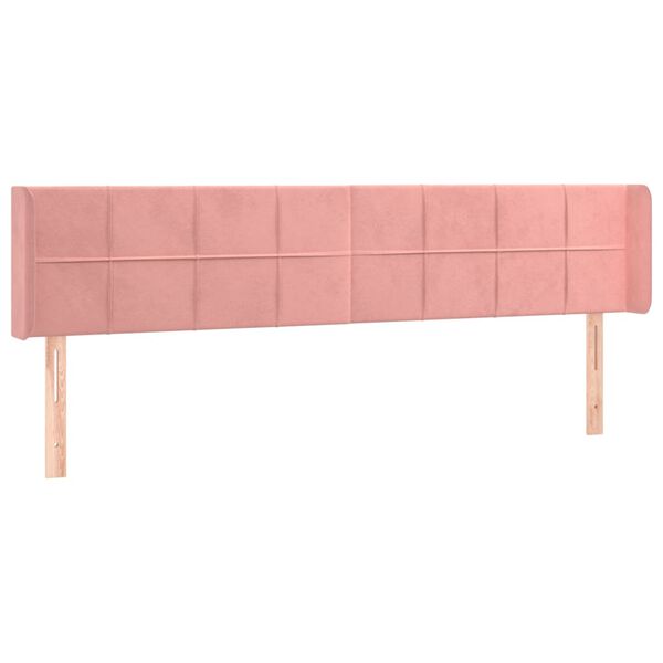 vidaXL Cabeceira de cama c/ luzes LED veludo 163x16x78/88 cm rosa