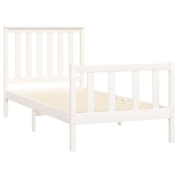 vidaXL Cama sem colch&atilde;o 100x200 cm madeira de pinho maci&ccedil;a branco