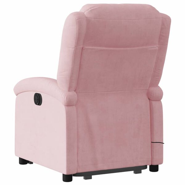 vidaXL Poltrona elevatória de massagens veludo rosa