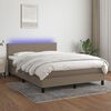 vidaXL Cama box spring colch&atilde;o/LED 140x190cm tecido cinza-acastanhado