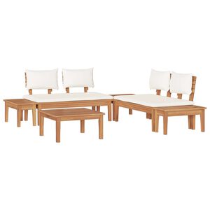 vidaXL Conjunto de Sof&aacute; de Jardim 3 pcs Marrom e Creme