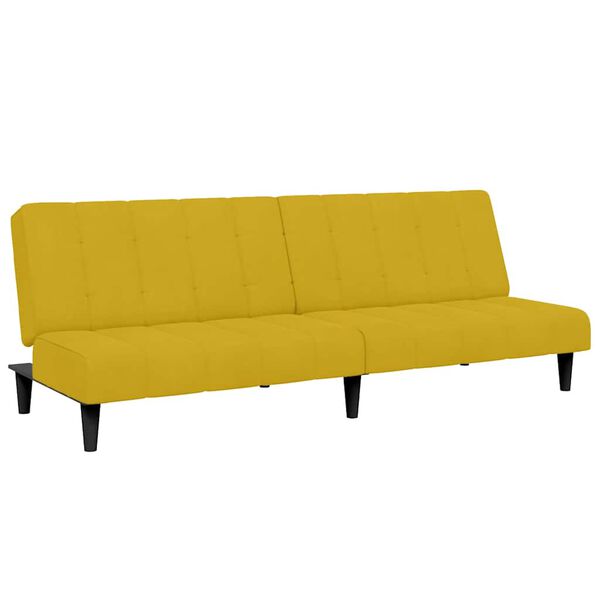 vidaXL Sof&aacute;-cama 2 lugares c/ apoio de p&eacute;s veludo amarelo