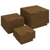 vidaXL Caixas de arruma&ccedil;&atilde;o com tampas 3 pcs pinho maci&ccedil;o castanho mel