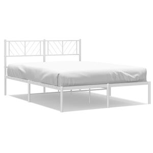 vidaXL Estrutura de cama com cabeceira 135x190 cm metal branco