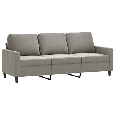 vidaXL 3 pcs conjunto de sofás com almofadões veludo cinzento-claro