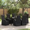 vidaXL Conjunto de Jantar para Jardim com almofada 7 pcs Preto vime PE
