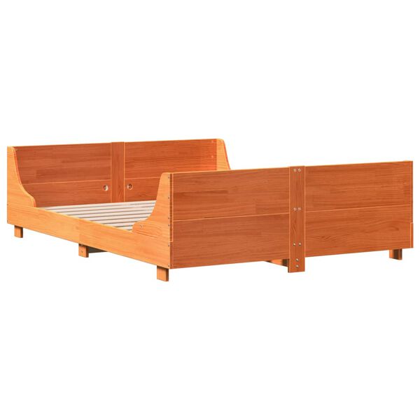 VidaXL Cama sem colch&atilde;o 140x190 cm pinho maci&ccedil;o castanho-mel