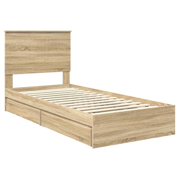 vidaXL Cama com Armazenamento com gaveta Carvalho Sonoma 90 x 200 cm