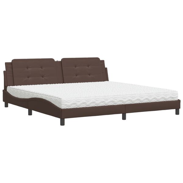 vidaXL Cama com colch&atilde;o Zadar 200x200 cm couro artificial castanho