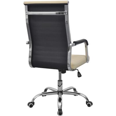 vidaXL Cadeira de escritório em couro artificial 55x63 cm, cor nata