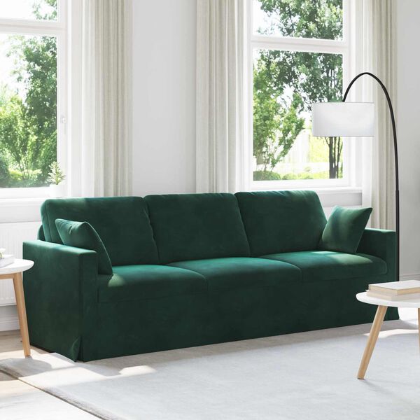 vidaXL Sof&aacute; Verde Escuro 228 x 78 x 80 cm Veludo
