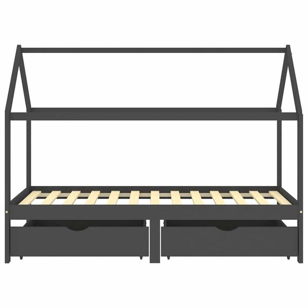 vidaXL Cama p/ crian&ccedil;as c/ gavetas 90x200 cm pinho maci&ccedil;o cinza-escuro