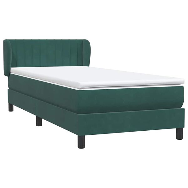 vidaXL Cama com molas/colch&atilde;o verde-escuro 80x210 cm veludo