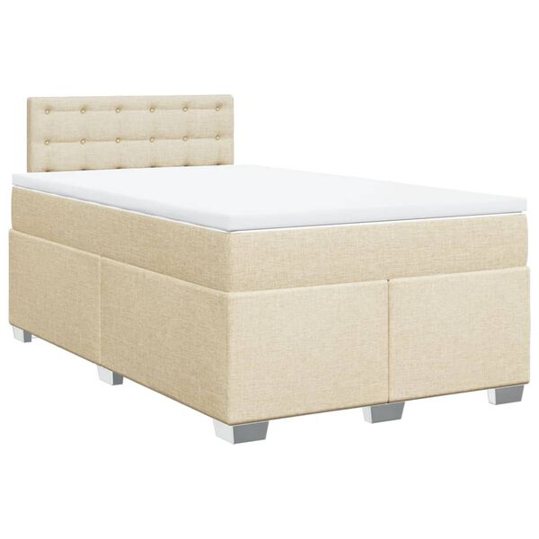 vidaXL Cama com molas/colch&atilde;o 120x200 cm tecido cor creme