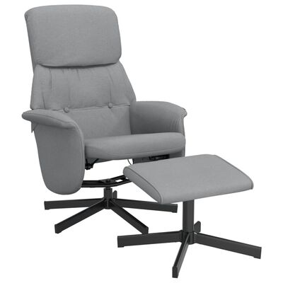 vidaXL Cadeira reclinável com banco p/ pés tecido cinzento-claro