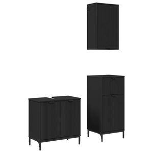 vidaXL Conjunto de M&oacute;veis para Banheiro 3 unid. Preto