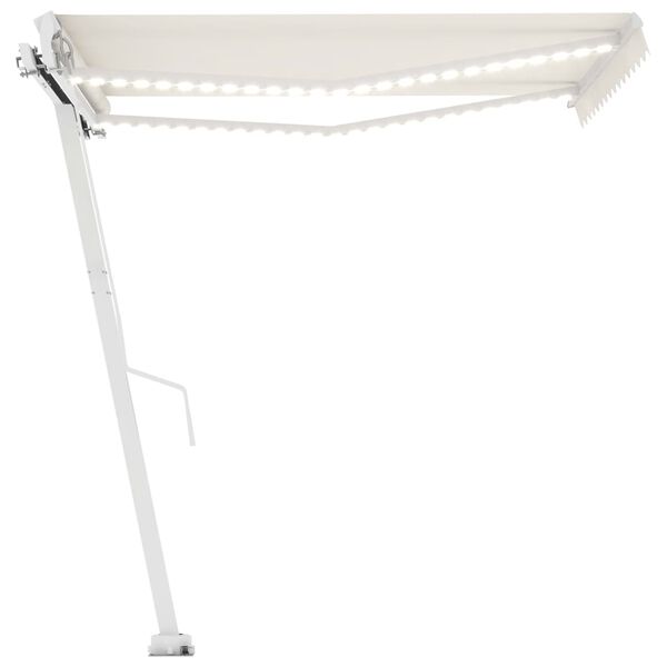 vidaXL Toldo retrátil manual com LED 350x250 cm cor creme