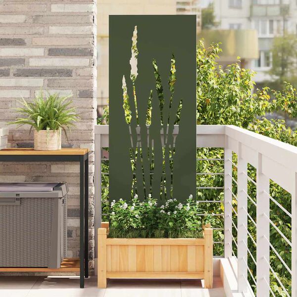 vidaXL Tela de Privacidade para Jardim Floral Verde-oliva 50 x 140 cm