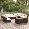 vidaXL 11 pcs conjunto lounge de jardim c/ almofad&otilde;es vime PE castanho