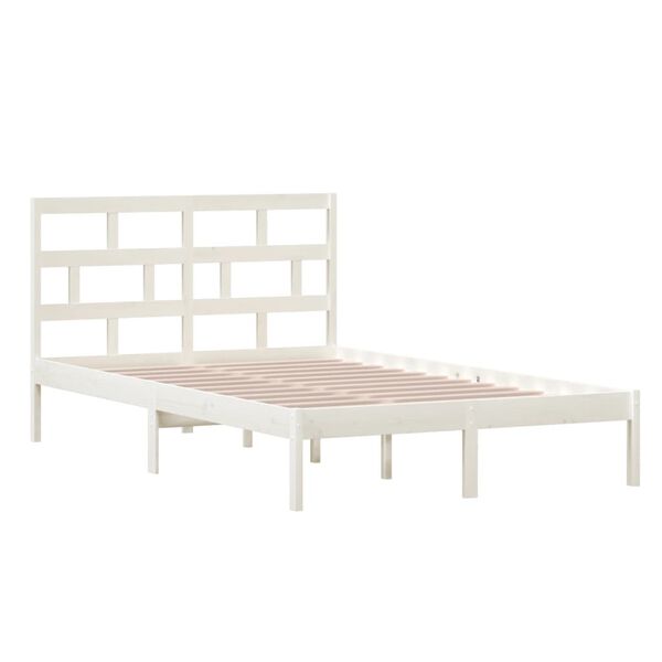 vidaXL Estrutura de cama 120x200 cm pinho maci&ccedil;o branco