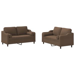 vidaXL 2 pcs conjunto de sof&aacute;s com almofadas tecido castanho