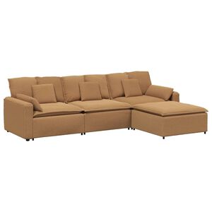 vidaXL Sof&aacute; modular com pufes e almofadas bege