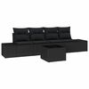 vidaXL Conjunto de Sof&aacute;s 5 unid. Preto vime PE