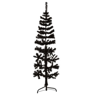 vidaXL Meia árvore de Natal fina com suporte 120 cm preto