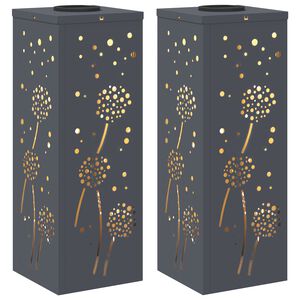 vidaXL Luz Solar LED de Caminho 2 pcs Antracite A&ccedil;o Laminado a Frio