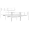 vidaXL Estrutura de cama com cabeceira e p&eacute;s 135x190 cm metal branco
