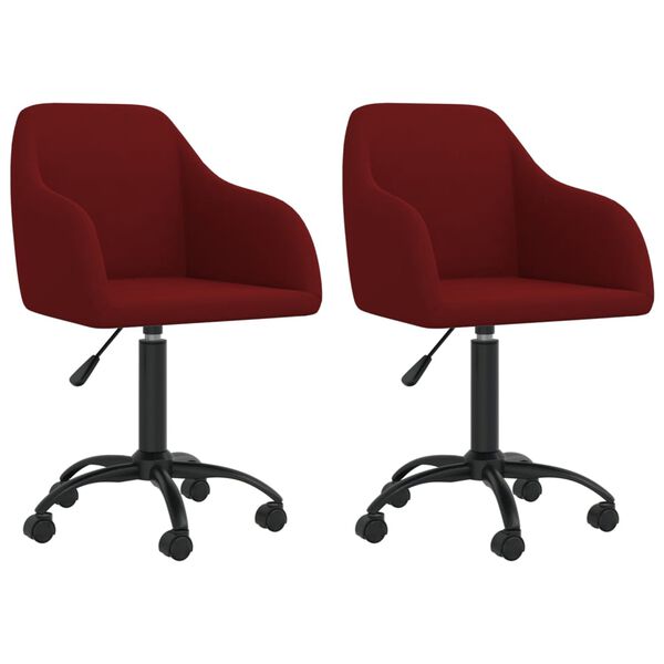 vidaXL Cadeiras de jantar girat&oacute;rias 2 pcs veludo vermelho tinto