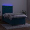 vidaXL Cama box spring c/ colch&atilde;o/LED 100x200 cm veludo azul-escuro
