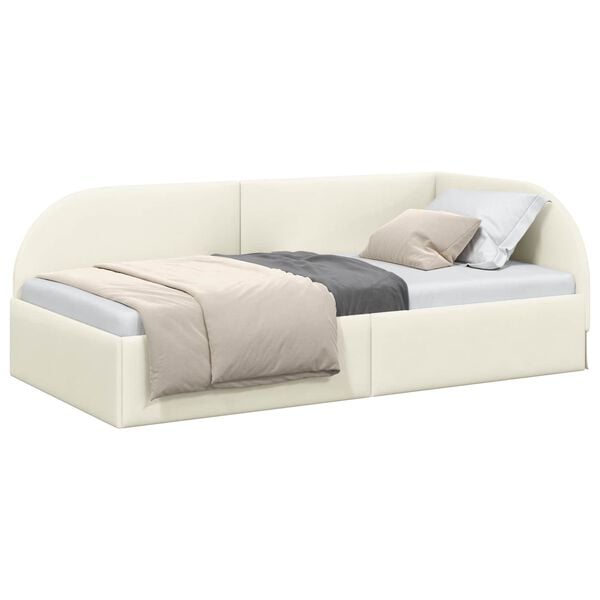 vidaXL Estrutura de Cama de Canto Creme 90 cm x 190 cm Veludo