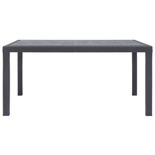 vidaXL Mesa de jardim 150x90x72 cm plástico castanho c/ aspeto de vime